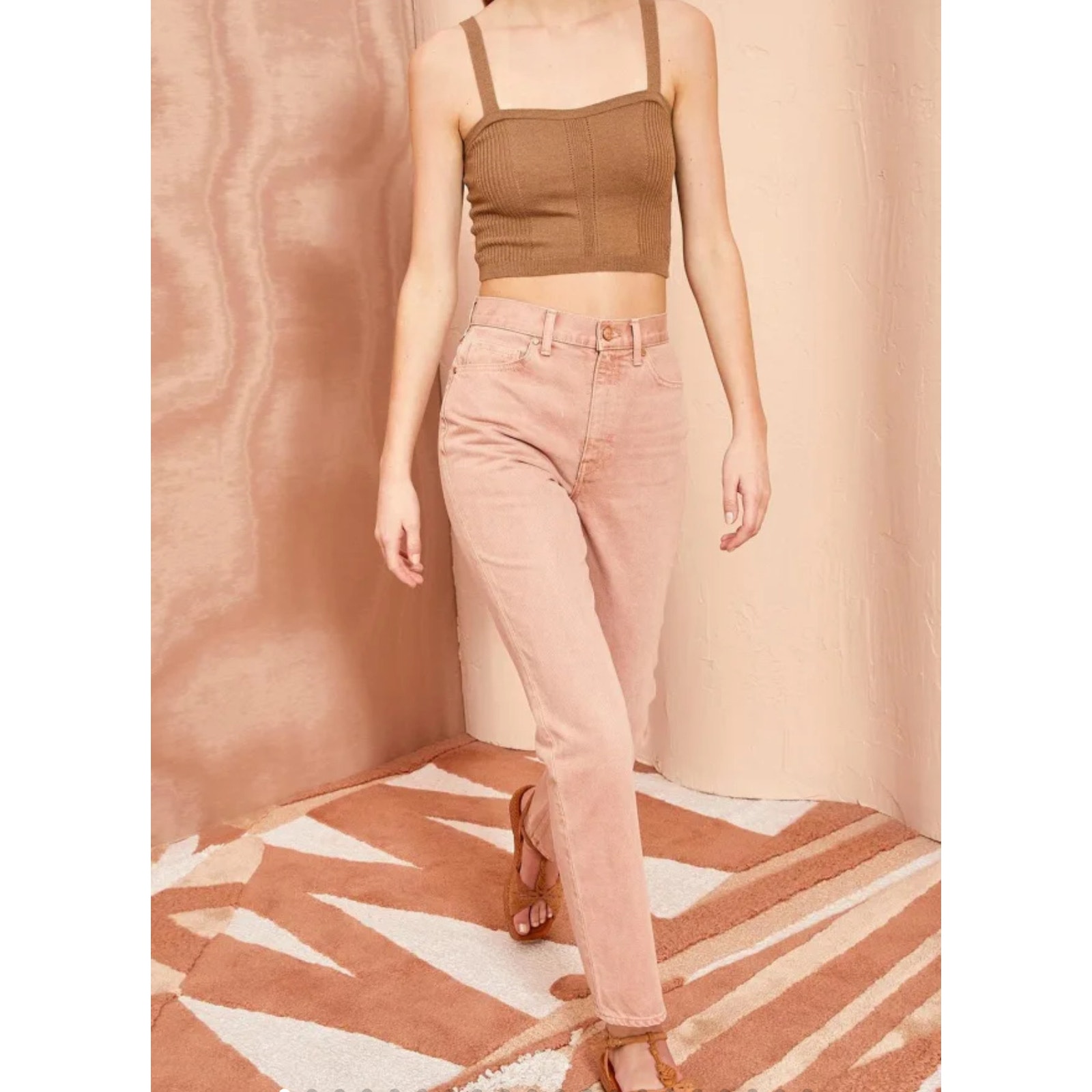 Nwt Ulla Johnson The Agnes Jean Rosewood Wash Straight Leg Size 27 100% Cotton